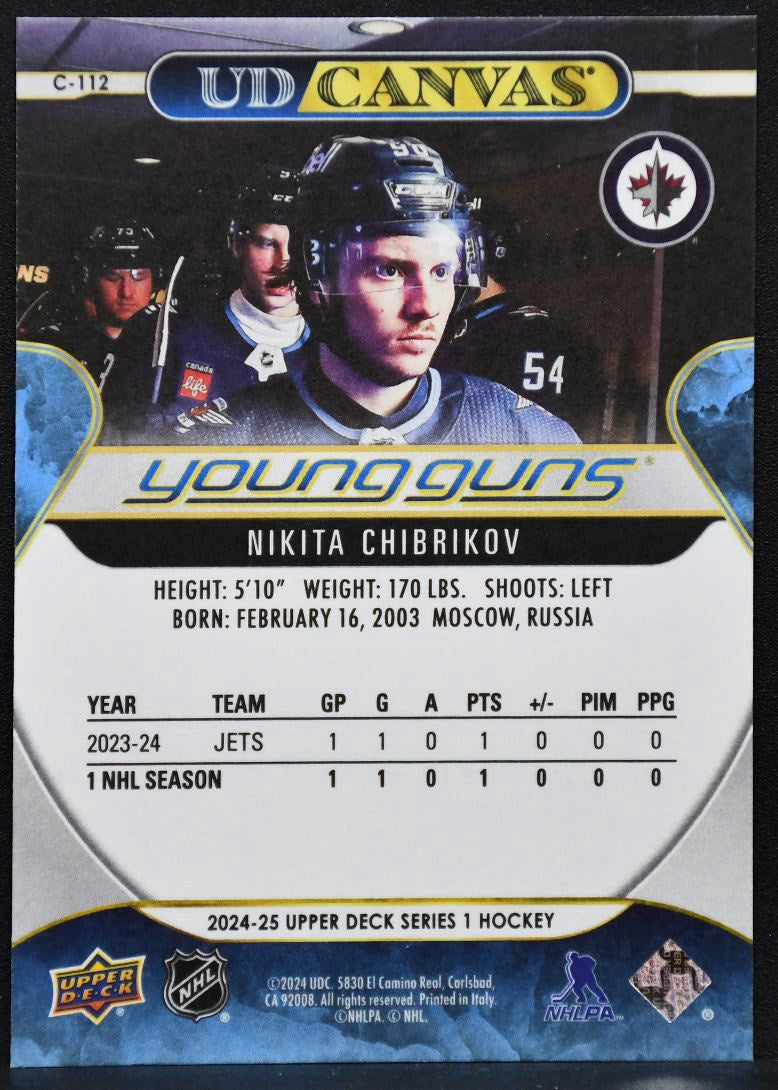 2024-25 UD Series 1 UD Canvas Young Guns Nikita Chibrikov C-112 Winnipeg Jets RC 1632