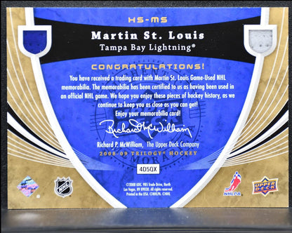 2008-09 UD Trilogy Honorary Swatches Martin St. Louis Lightning Jersey 9980