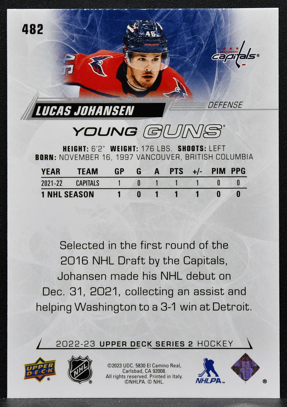 2022-23 UD Series 2 Young Guns Lucas Johansen 482 Washington Capitals RC 3826