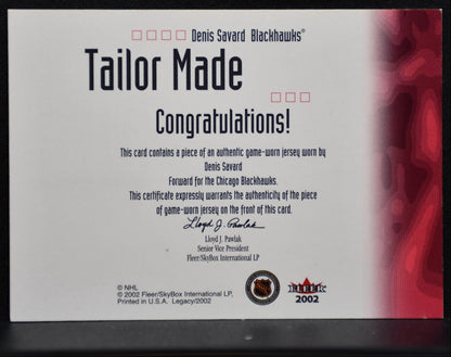 2001-02 Fleer Legacy Tailor Made Jersey Denis Savard Blackhawks Jersey 3550