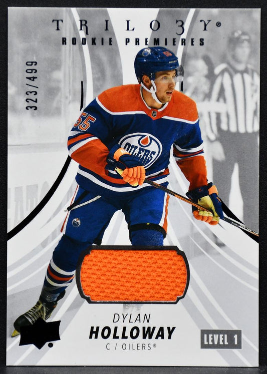 2022-23 UD Trilogy Dylan Holloway 143 Edmonton Oilers RC 323/499 Jersey