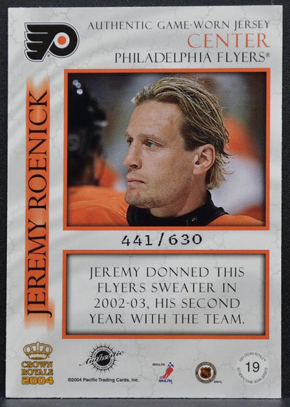 2004-05 Pacific Crown Royale Jersey Jeremy Roenick 19 Flyers 441/630 Jersey 5062