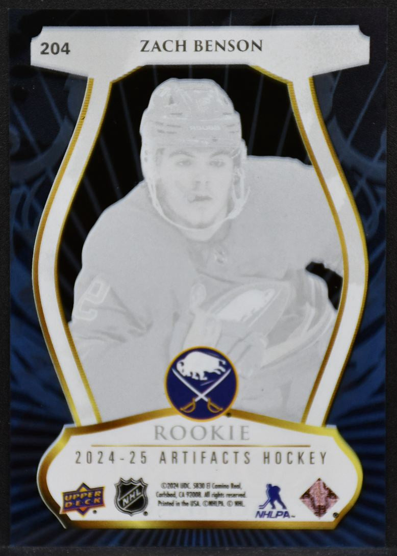 2024-25 UD Artifacts Update - Clear Cut RC Zach Benson 204 Buffalo Sabres RC 7079