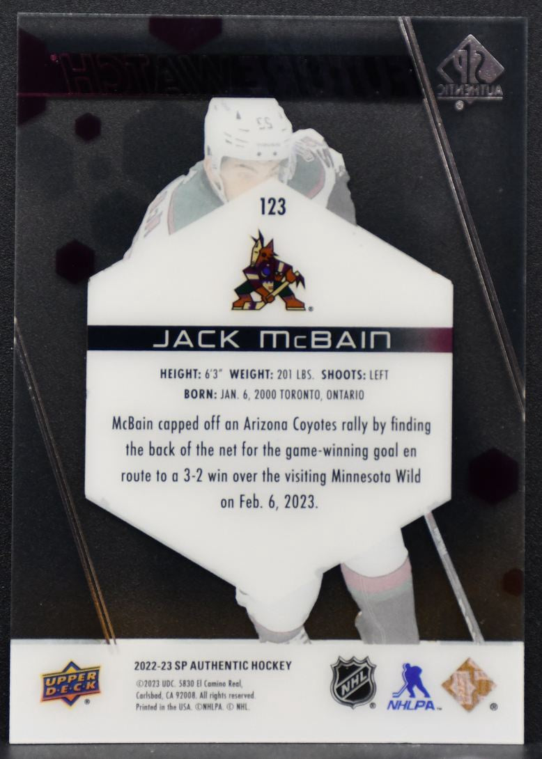 2022-23 SP Authentic Future Watch Acetate Jack McBain 123 Arizona Coyotes RC 8212