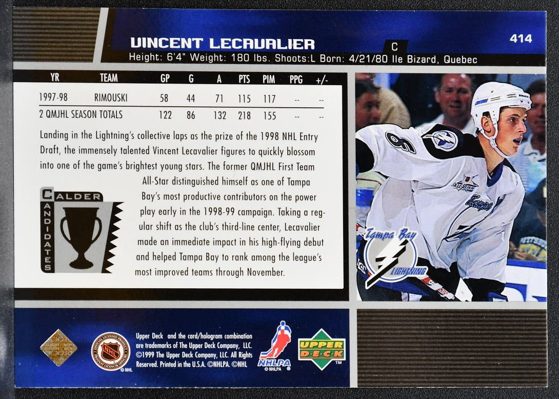 1998-99 Upper Deck Calder Candidates Vincent Lecavalier 414 Lightning RC 8426