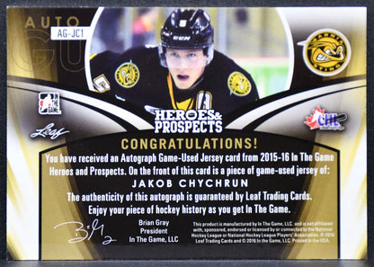 2015-16 Leaf In The Game Heroes & Prospects Auto Jersey Chychrun /5 Jersey 9751