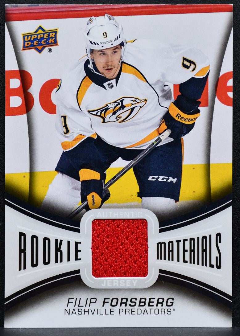 2013-14 UD Series 2 Rookie Materials Filip Forsberg Predators RC Jersey 4829