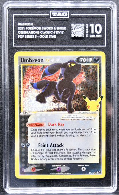 Pokémon Celebrations: Classic Collection Umbreon Gold Star 17/17 Holofoil TAG 10