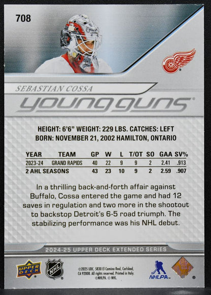 2024-25 UD Extended Series Young Guns UD Exclusives Sebastian Cossa RC 6081