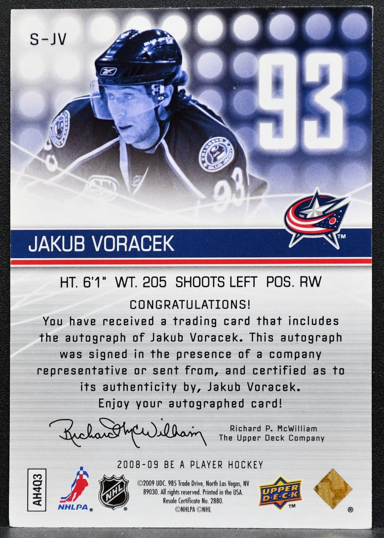 2008-09 Upper Deck Be A Player Signatures Jakub Voracek Blue Jackets Auto 0910