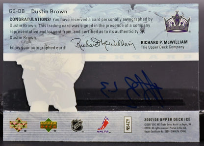 2007-08 UD ICE Glacial Graphs Dustin Brown GG-DB Auto