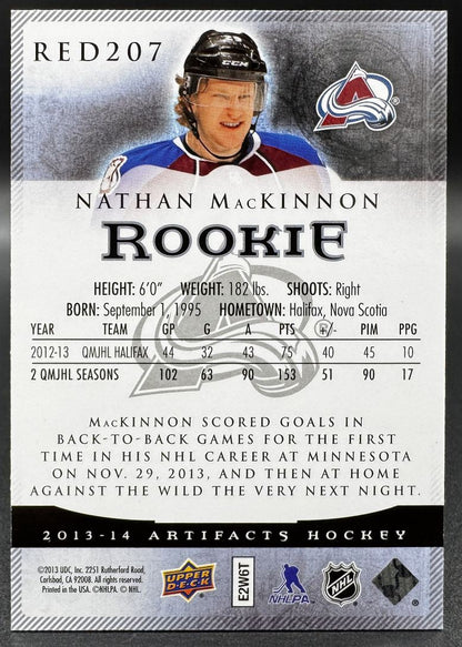 Carte de recrue Nathan MacKinnon, Colorado Avalanche, édition 2013-14 UD Artifacts /899
