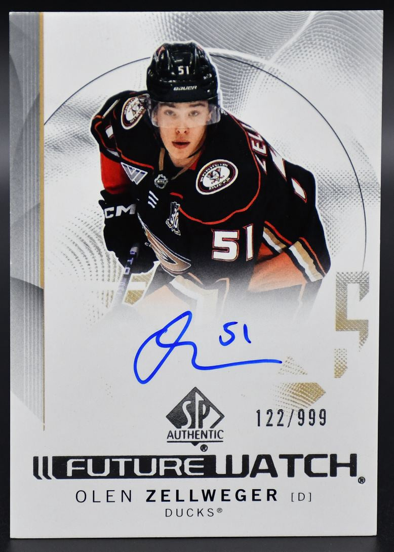 2024-25 SP Authentic Olen Zellweger 101 Anaheim Ducks RC Auto 122/999