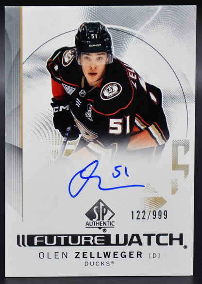 2024-25 SP Authentic Olen Zellweger 101 Anaheim Ducks RC Auto 122/999
