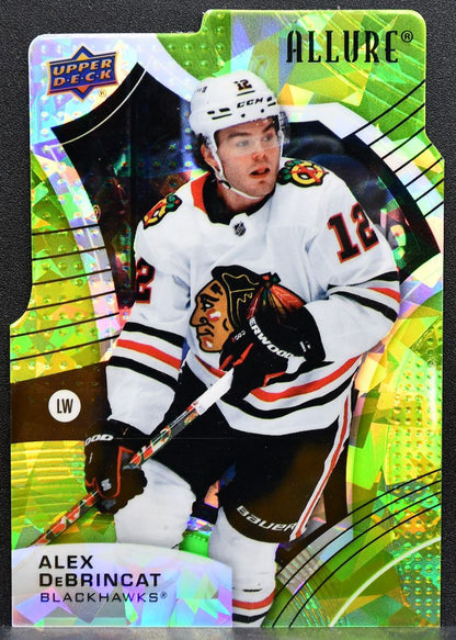 2021-22 UD Allure Green Rainbow Die Cut Alex DeBrincat 66 Blackhawks 41/99 0467