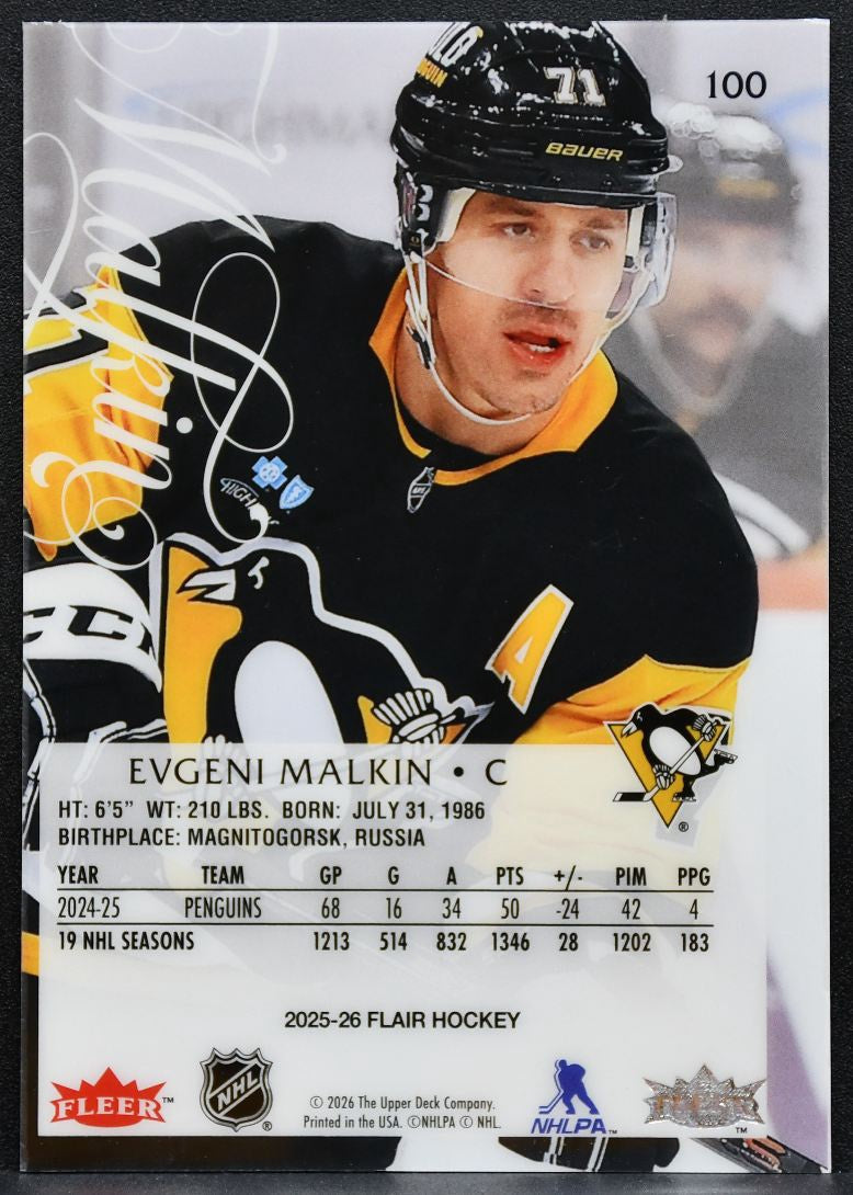 2025-26 Flair Evgeni Malkin 100 Pittsburgh Penguins 5053