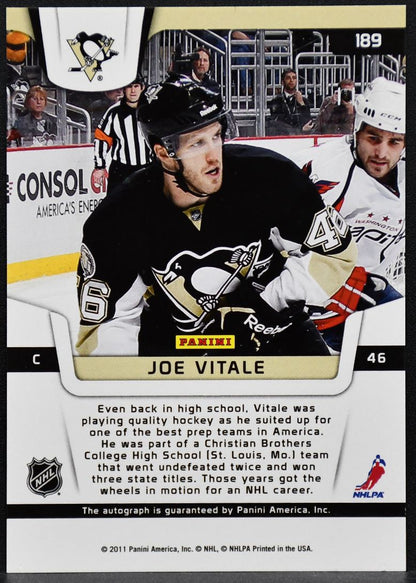 2011-12 Panini Certified Freshman Signatures Joe Vitale 189 Penguins RC Auto