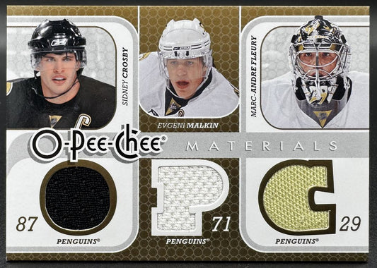 2008-09 O-Pee-Chee Materials Triple Crosby / Malkin / Fleury  Jersey