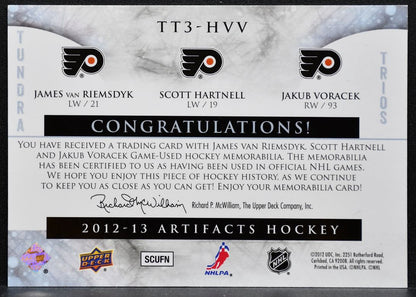 2012-13 UD Artifacts Tundra Trios Blue Dual Riemsdyk/Hartnell/Giroux Jersey 9693