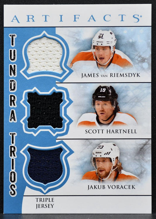 2012-13 UD Artifacts Tundra Trios Blue Dual Riemsdyk/Hartnell/Giroux Jersey 9693