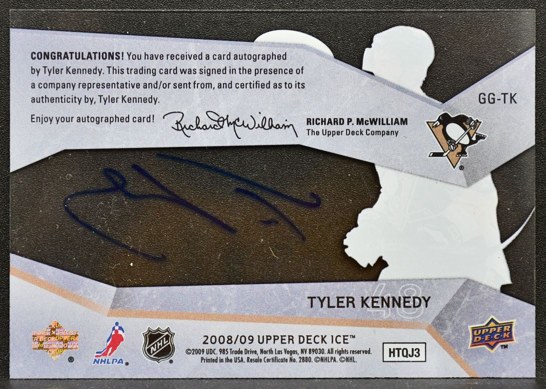 2008-09 Upper Deck Ice Glacial Graphs Tyler Kennedy GG-TK Penguins Auto 1363