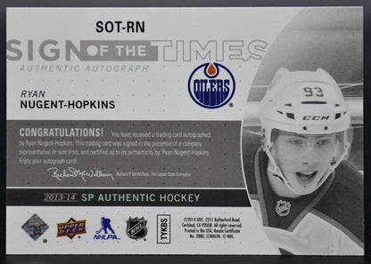 2013-14 SP Authentic Sign of the Times Ryan Nugent-Hopkins SOT-RN Auto