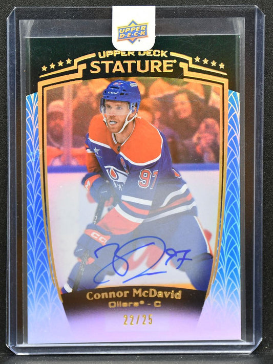 2024-25 Upper Deck Stature Auto Blue Connor McDavid 19 Oilers Auto 22/25 4470