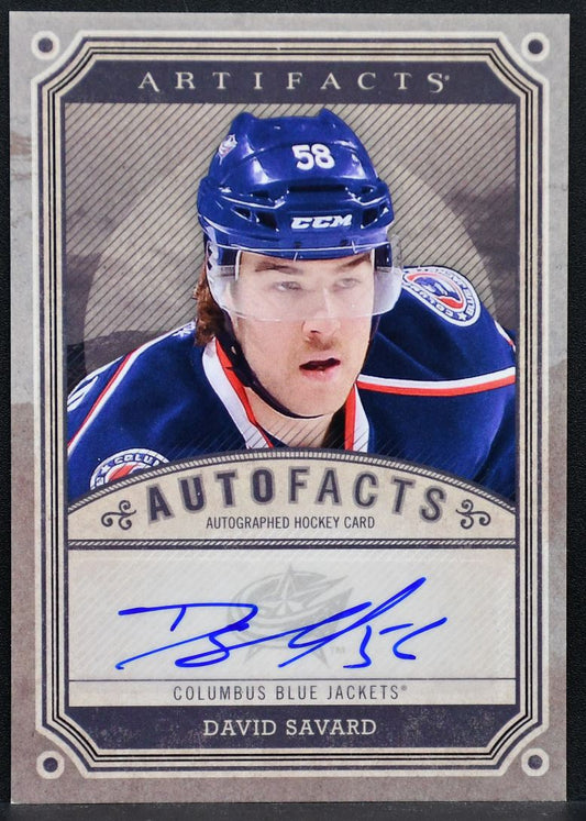2013-14 UD Artifacts Autofacts David Savard A-DS Columbus Blue Jackets Auto