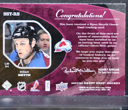 2007-08 UD Sweet Shot Stitches Ryan Smyth SST-RS Avalanche 202/299 Jersey 2240