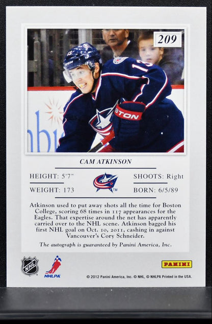 2011-12 Panini Elite Rookie Auto Cam Atkinson Columbus Blue Jackets RC Auto 0369