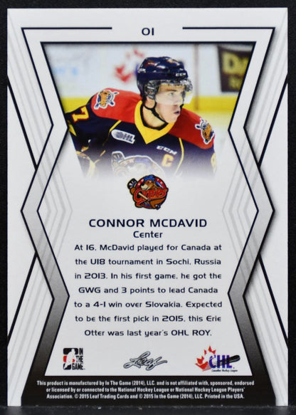 2014-15 Leaf In The Game CHL Connor McDavid 01 Erie Otters 8192