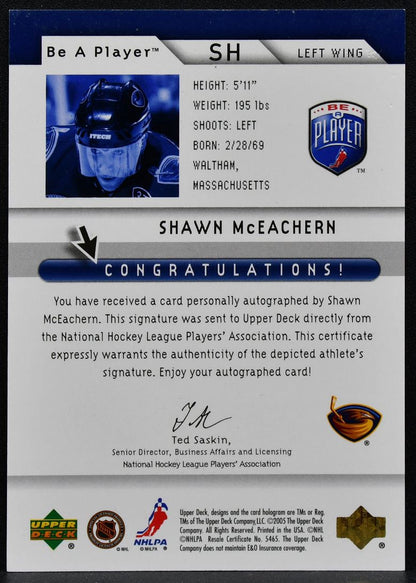2005-06 Upper Deck Be A Player Signatures Shawn McEachern SH Auto 4471