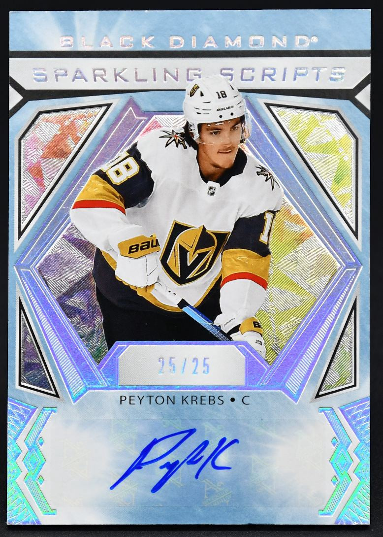 2020-21 UD Black Diamond Sparkling Scripts Peyton Krebs RSC-KR Auto