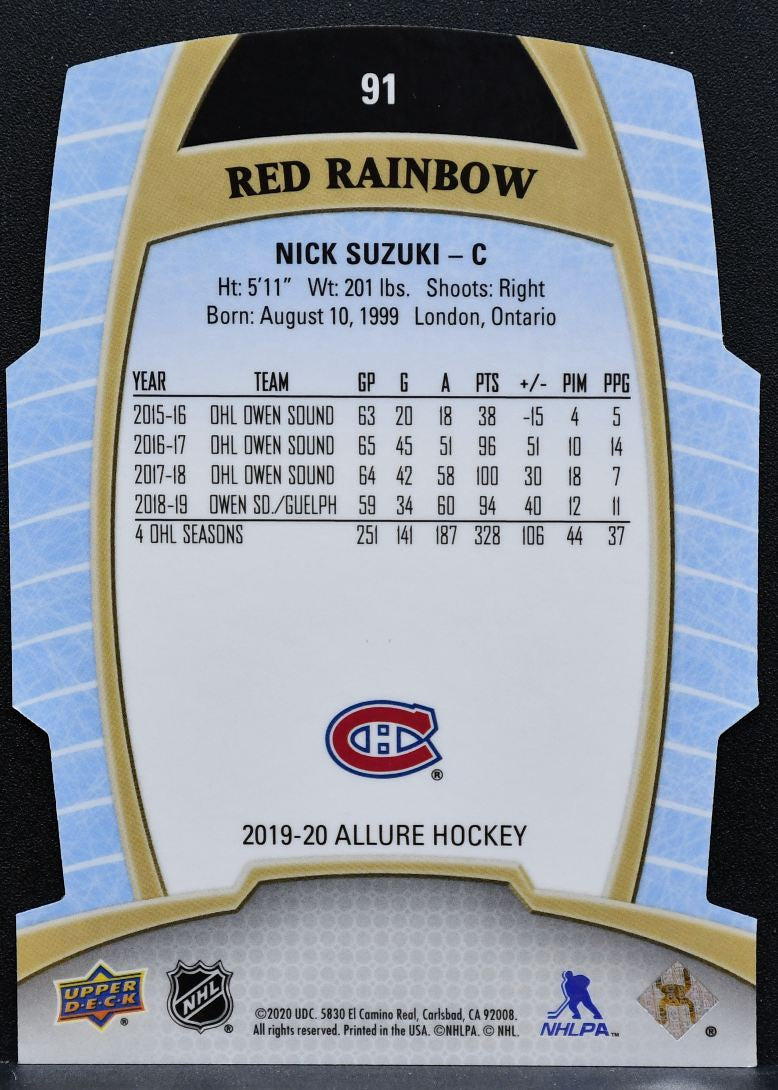 2019-20 Upper Deck Allure Rookie Red Rainbow Nick Suzuki 91 Canadiens RC 8594