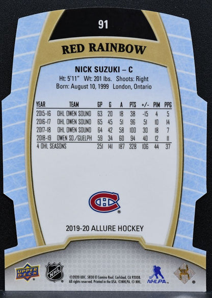 2019-20 Upper Deck Allure Rookie Red Rainbow Nick Suzuki 91 Canadiens RC 8594