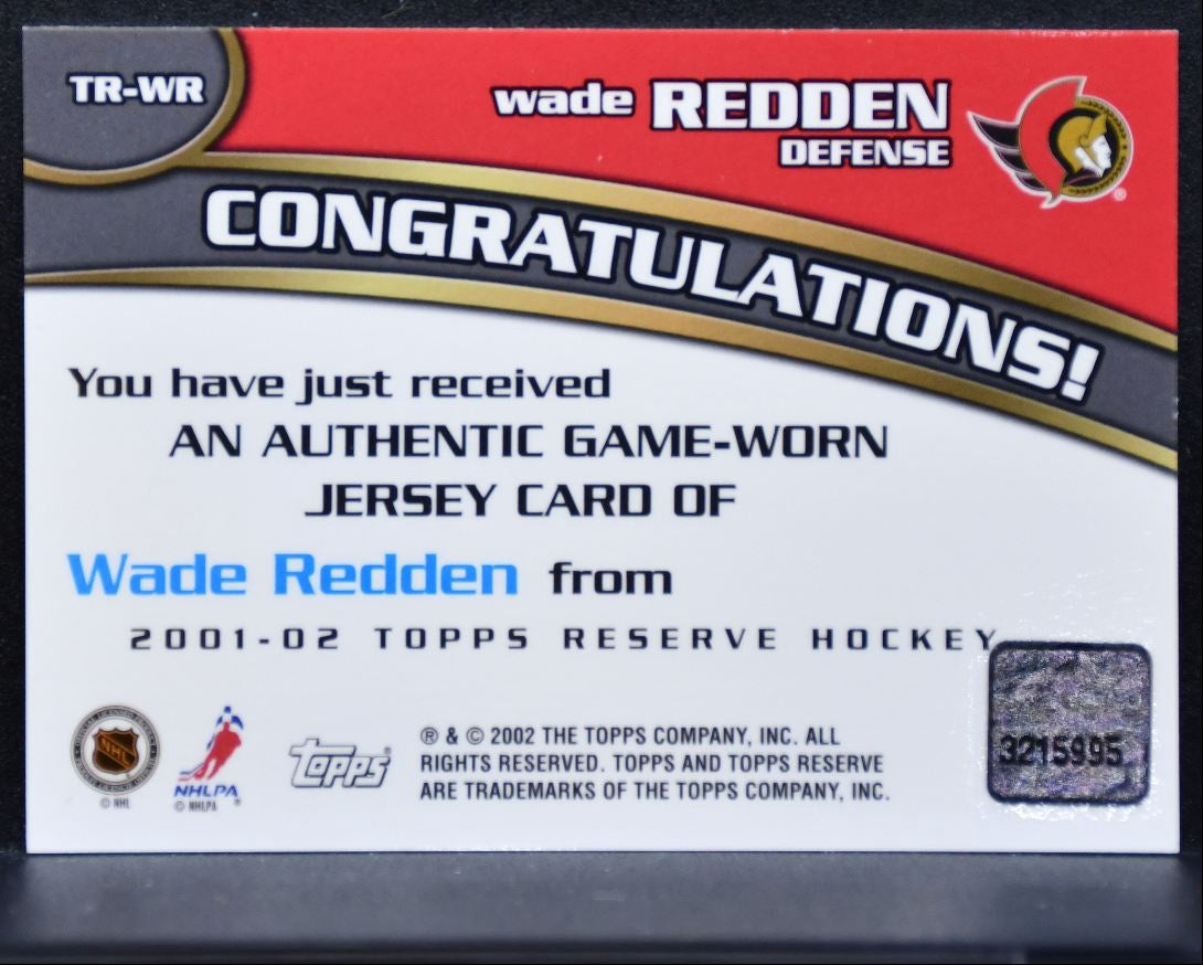 2001-02 Topps Reserve Jerseys Wade Redden TR-WR Ottawa Senators Jersey 3063