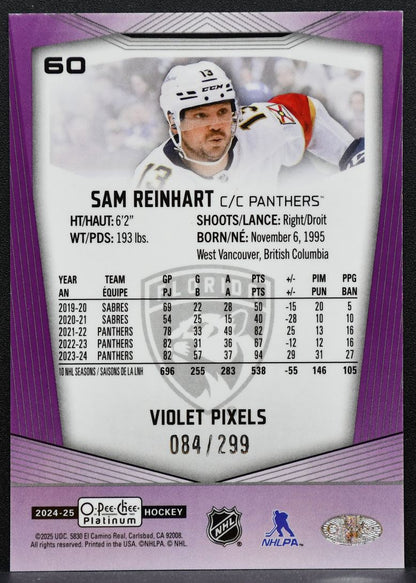 2024-25 O-Pee-Chee Platinum Violet Pixels Sam Reinhart 60 Florida Panthers 1501