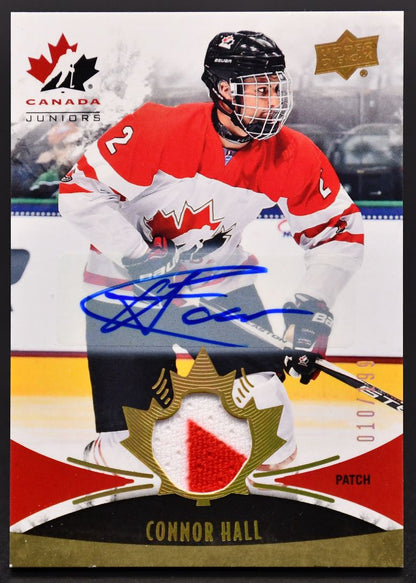 2016-17 UD Team Canada Juniors Base Jerseys Connor Hall Canada Auto /199 Patch