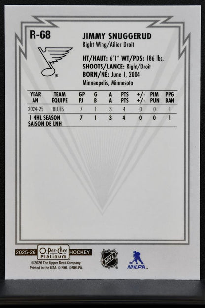 2025-26 O-Pee-Chee Platinum Retro Rookie Jimmy Snuggerud St. Louis Blues RC 2263