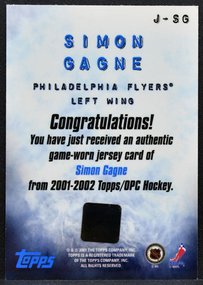 2001-02 Topps Jersey Simon Gagne 97 Philadelphia Flyers Jersey 2778