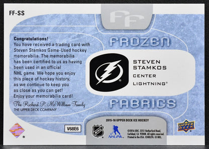 2015-16 Upper Deck Ice Frozen Fabrics Steven Stamkos FF-SS Lightning Jersey 1557
