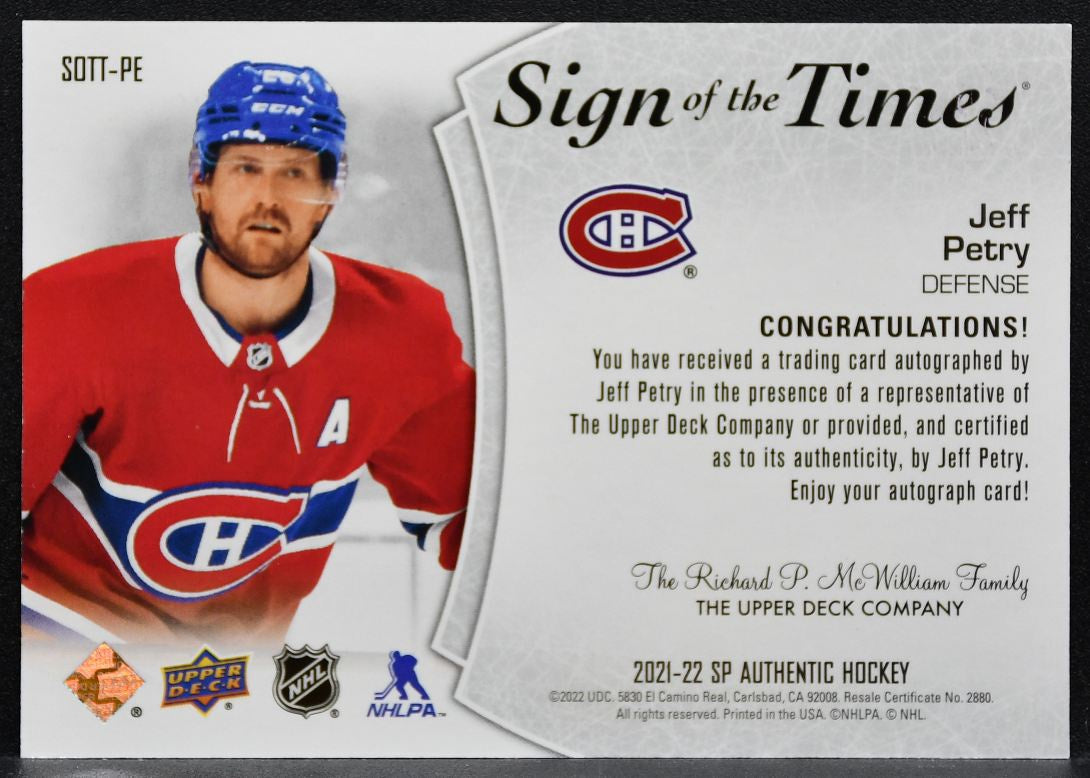 2021-22 SP Authentic Sign of the Times Jeff Petry Canadiens Auto 24/25 3448