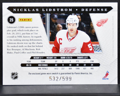 2010-11 Panini Luxury Suite Jersey Nicklas Lidstrom 532/599 Jersey 2585