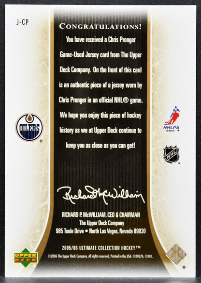 2005-06 UD Ultimate Collection Jerseys Chris Pronger Oilers 220/250 Jersey 9417