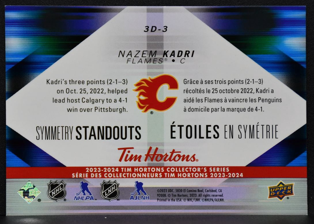 2023-24 UD Tim Hortons Symmetry Standouts Nazem Kadri 3D-3 Calgary Flames 4855