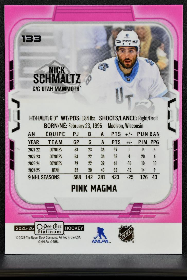 2025-26 O-Pee-Chee Platinum Pink Magma Nick Schmaltz 133 Utah Mammoth 2331