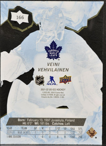 2021-22 Upper Deck Ice Premieres Veini Vehvilainen Maple Leafs RC 0474/1299 3109