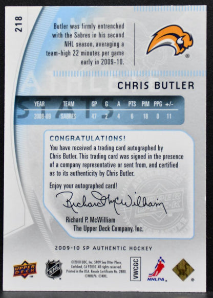 2009-10 SP Authentic Future Watch Auto Chris Butler Sabres RC Auto 075/999 5047