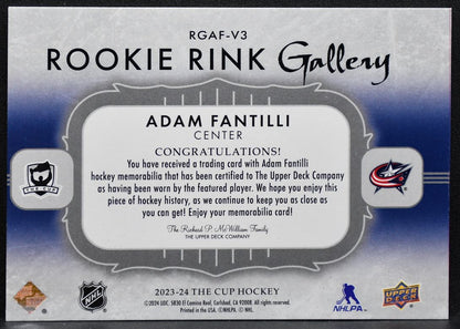 2023-24 UD The Cup Rookie Rink Gallery Adam Fantilli Blue Jackets RC Jersey 6392