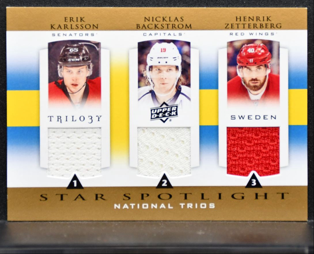 2013-14 Trilogy 3 Star Spotlight Trio Karlsson/Backstrom/Zetterberg Jersey 5012